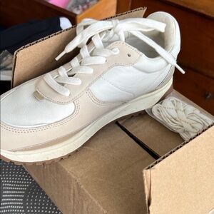 Madewell White and Cream Leather Sneakers